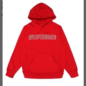 Supreme Perforated Leather (letters) hoodie sweatshirt Medium